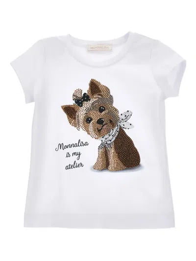 Monnalisa Kids' Embellished-print T-shirt In White