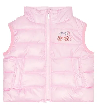 Monnalisa Kids' Embellished Puffer Vest In Pink