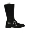 Monnalisa Embellished Pull-on Knee-high Boots In Black