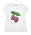 Monnalisa Himbeer-t-shirt Mit Strasssteinen In White