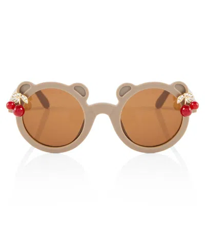 Monnalisa Kids' Embellished Round Sunglasses In Brown