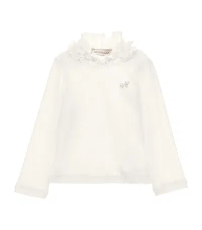 Monnalisa Kids' Embellished Ruffled Sweater In Black