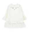Monnalisa Tulle Sweatshirt Dress In White