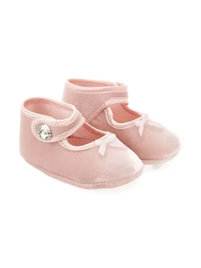 Monnalisa Babies' Embellished-strap Crib Shoes In Pink