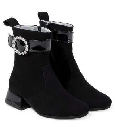MONNALISA EMBELLISHED SUEDE ANKLE BOOTS