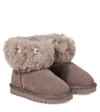 Monnalisa Ankle Boots Aus Veloursleder Mit Faux Fur In Brown