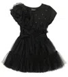 Monnalisa Embellished Tulle Dress In Nero