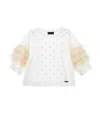 Monnalisa Rhinestone And Tulle Jersey Top
