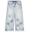 Monnalisa Embellished Wide-leg Jeans In Blue