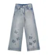 Monnalisa Butterfly-embroidered Jeans In Gray
