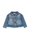 Monnalisa Teddy Bear-appliqué Denim Jacket In Blue