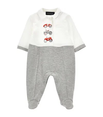 Monnalisa Kids' Embroidered Cars All-in-one In Gray