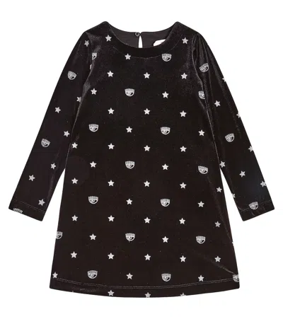 Monnalisa Kids' Embroidered Chenille Dress In Black