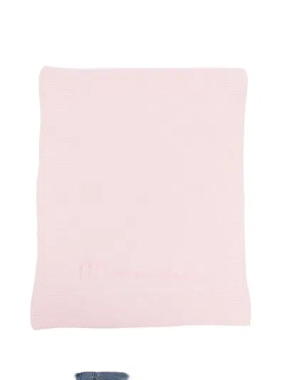 Monnalisa Embroidered Cotton Baby Blanket In Pink