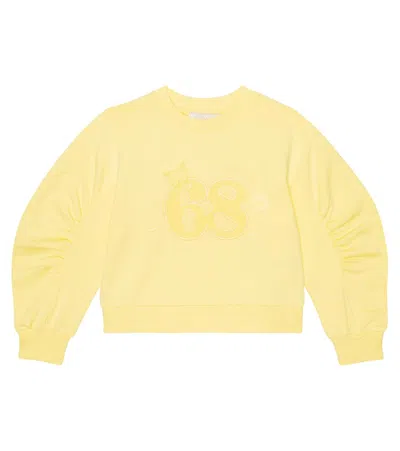 Monnalisa Kids'   Embroidered Sweatshirt In Ochre