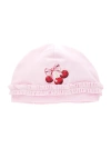 Monnalisa Embroidered Cotton Hat In Rosa Fairy Tale