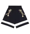 Monnalisa Chain-print Cotton Shorts In Blu+bianco