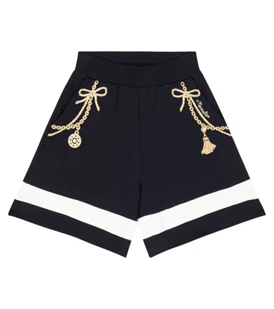 Monnalisa Kids' Chain-print Cotton Shorts In Blue