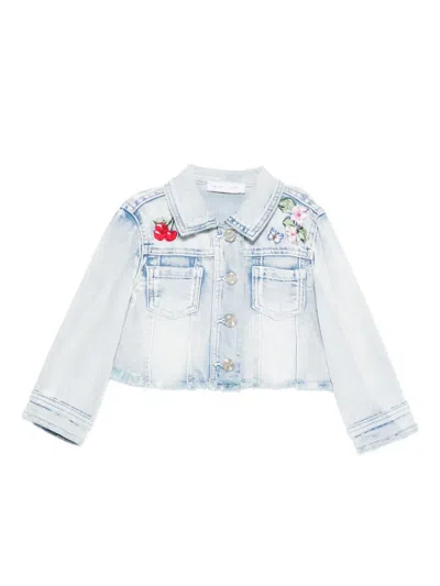 Monnalisa Babies' Embroidered Denim Jacket In Blue