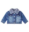 Monnalisa Bestickte Jeansjacke In Blue