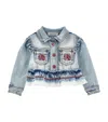 Monnalisa Denim Jacket With Frills In Blue