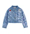 Monnalisa Embroidered Denim Jacket In Blue