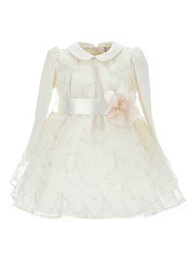 Monnalisa Babies' Embroidered Dress In White