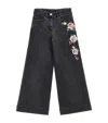 Monnalisa Sequin-embellished Straight-leg Jeans In Black
