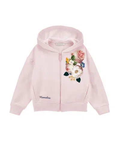 Monnalisa Kids'   Embroidered Hoodie In Onion Couture