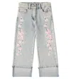 Monnalisa Embroidered Jeans In Grey