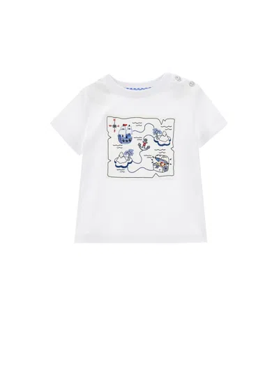 Monnalisa Kids'   Embroidered Jersey T-shirt In White
