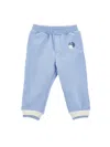 Monnalisa Embroidered Joggers In Light Blue + Cream