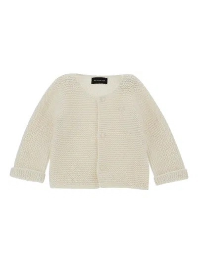 Monnalisa Babies' Embroidered-logo Cardigan In Neutral