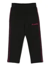 Monnalisa Embroidered-logo Cotton-blend Trousers In Black