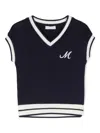 Monnalisa Two-tone Knitted Waistcoat In Blue