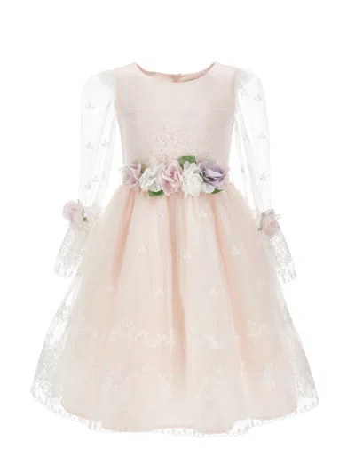Monnalisa Kids'   Embroidered Lulu Dress In Light Pink