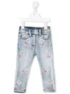 Monnalisa Embroidered Straight-leg Jeans In Blue