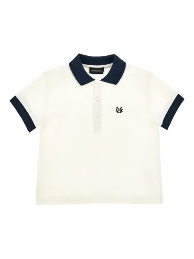 Monnalisa Babies' Embroidered Trimed Polo Shirt In White