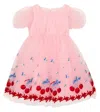 Monnalisa Embroidered Tulle Dress In Rosa Antico