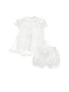 Monnalisa Embroidered Tulle Set In Cream