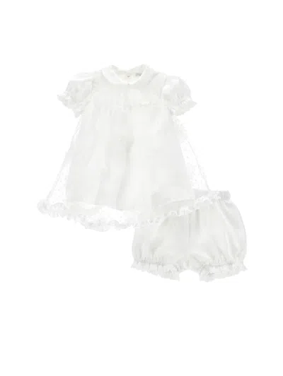 Monnalisa Kids'   Embroidered Tulle Set In Cream