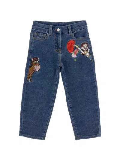 Monnalisa Kids' Embroidered-patch Straight-leg Jeans In Blue