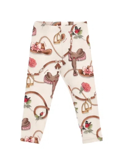 Monnalisa Kids' Equestrian-print Leggings In Multi