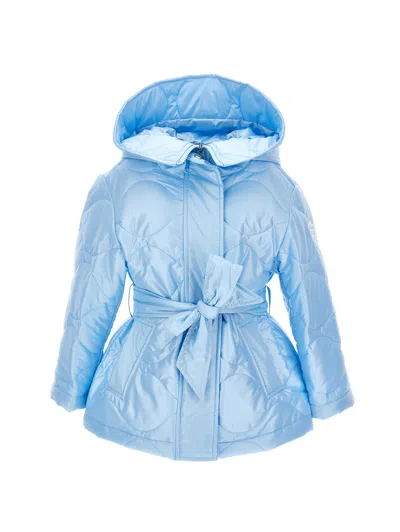 Monnalisa Extra Light Nylon Parka In Light Blue