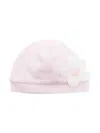 Monnalisa Faux-flower Cotton Beanie In Pink