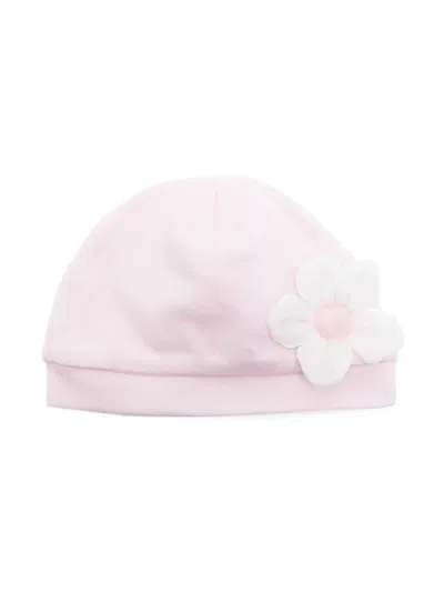 Monnalisa Babies' Faux-flower Cotton Beanie In Pink