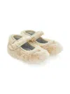 Monnalisa Faux-fur Ballerinas In Neutral