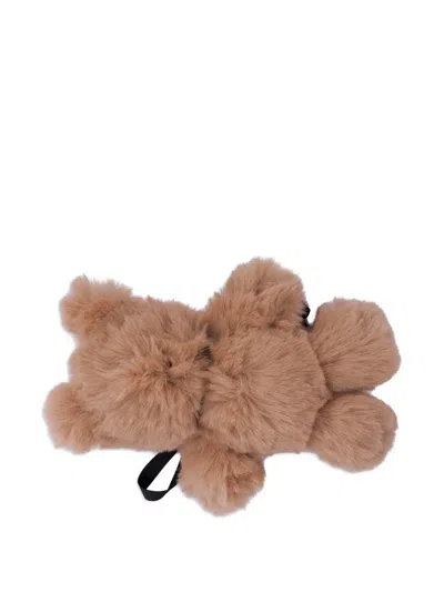 Monnalisa Kids' Faux-fur Bow Keychain In Brown