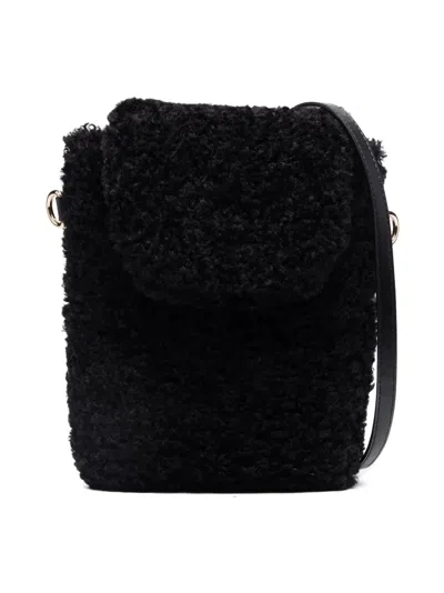 Monnalisa Kids' Faux-fur-design Shoulder Bag In Black