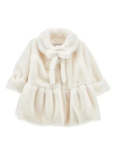 Monnalisa Babies' Faux-fur Peplum Coat In White